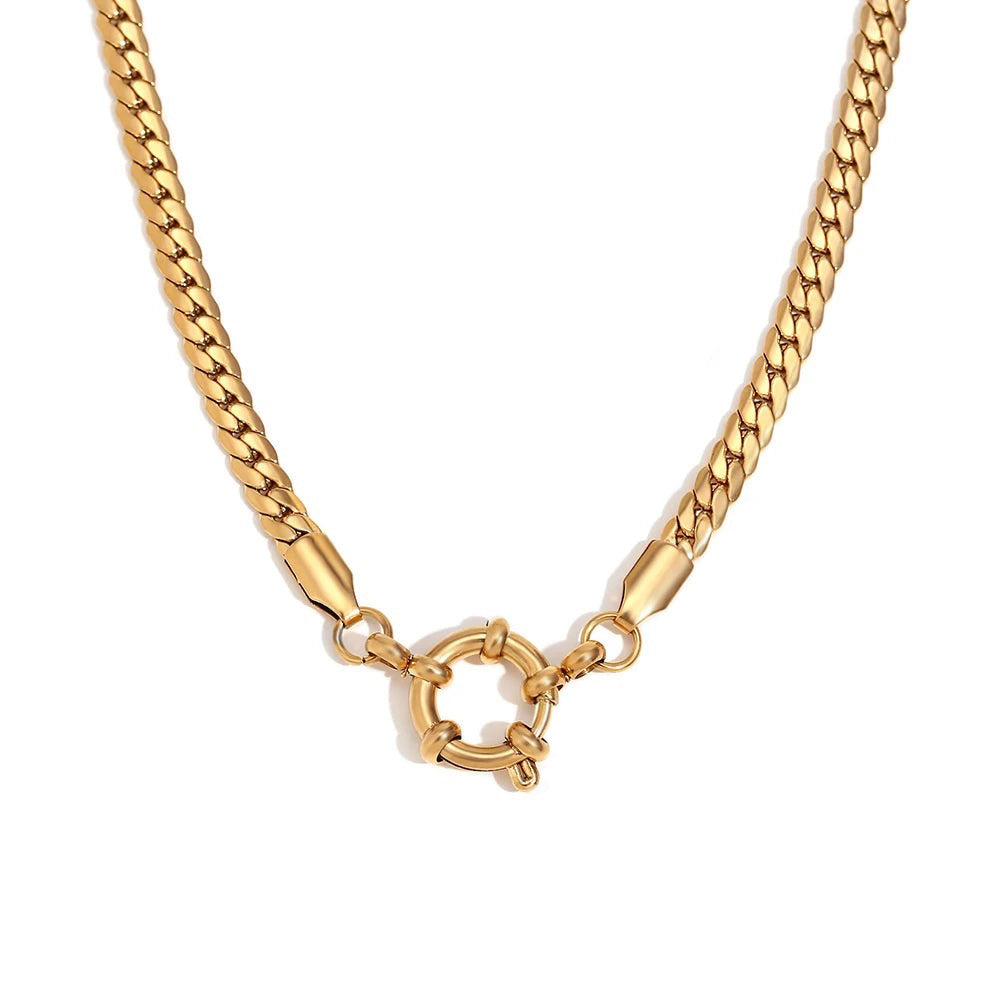 Maliben | 18k Anchor Wheel Clasp Chain Necklaces