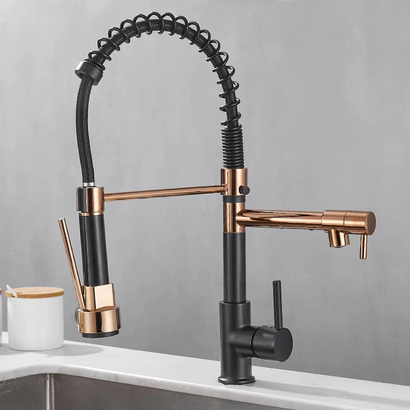 Maliben | Dualflow Kitchen Faucet - Luxurious Double Bronze Kitchen Faucet