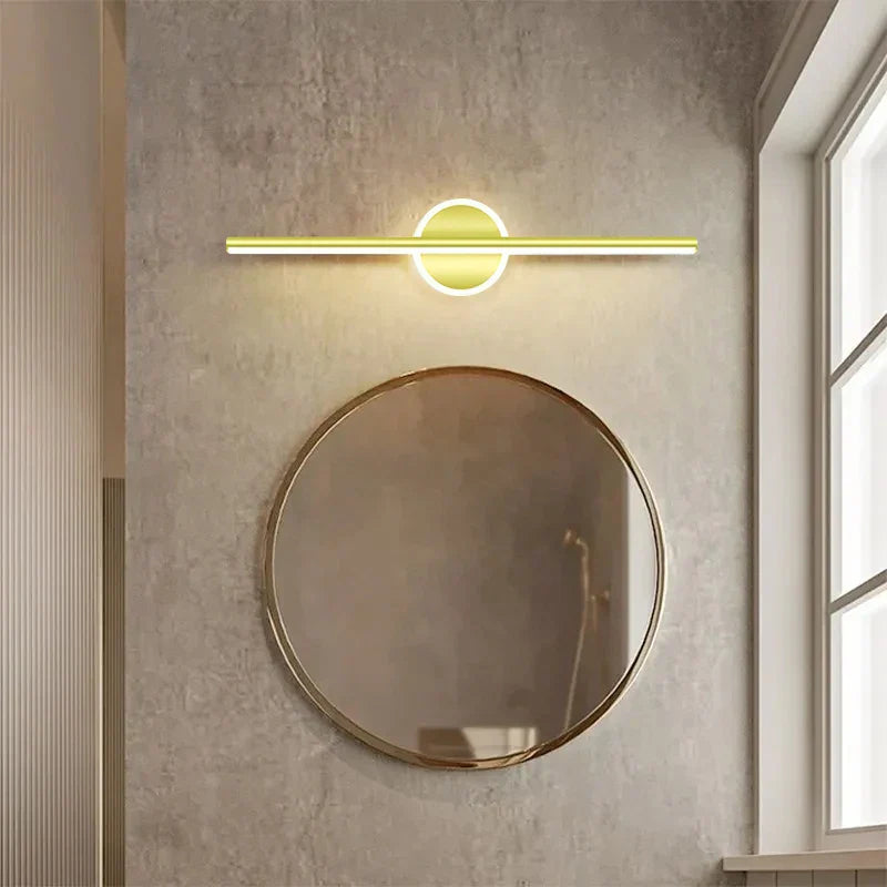 Maliben | Led Wall Light Linealux | Black & Gold | 40/60/80 Cm | Warm, Cold & Three-Color Light | Modern Mirror & Wall Lighting