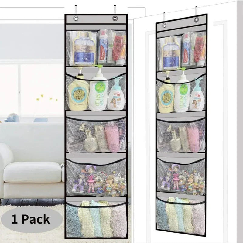 Maliben | Door-Hanging Organizer Storiva Pocketmax | With 5 Large Compartments | Hanging Shelf For Door & Cabinet | Gray | Space-Saving Storage