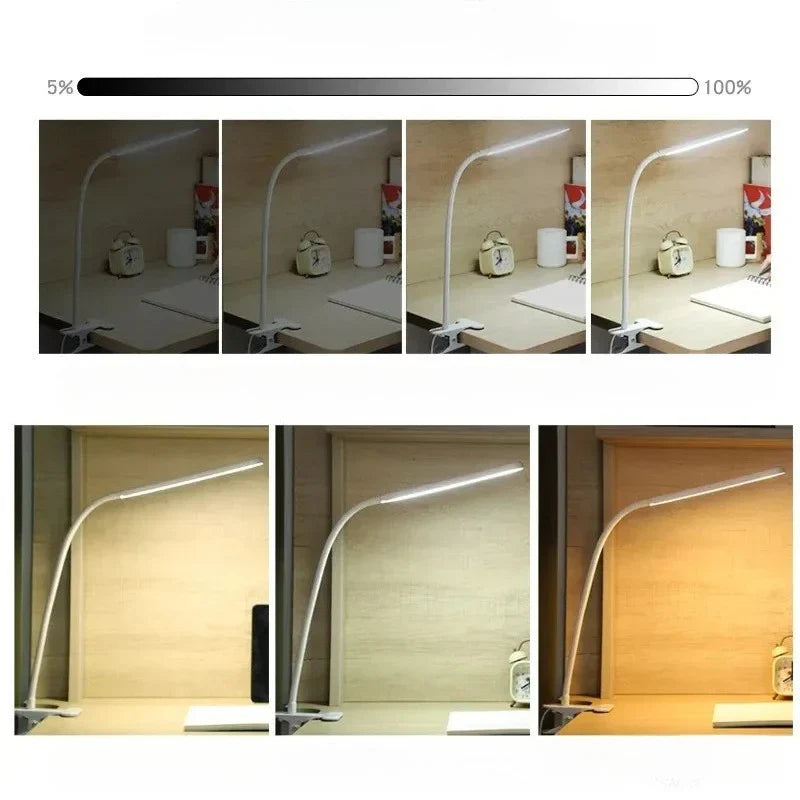 Maliben | Led Clamp Light Lumaflex | 3 Light Colors & 10 Brightness Levels | Usb Operation | Flexible Gooseneck | Eye-Friendly & Dimmable