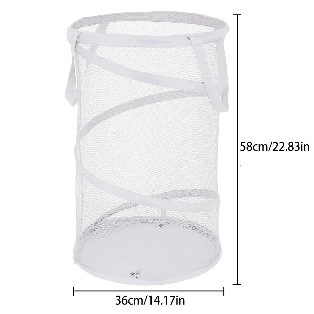 Maliben | Spirafold Laundry Basket | Foldable & Breathable | Mesh Design With Carry Handles | For Home, Bathroom & Student Apartment
