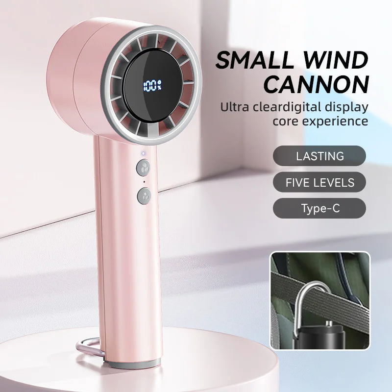 Maliben | Brisano Aircool Mini Hand Fan With Cooling Function | 5 Speeds | Led Display & Usb Charging | Quiet & Portable | For Travel, Office & Outdoor