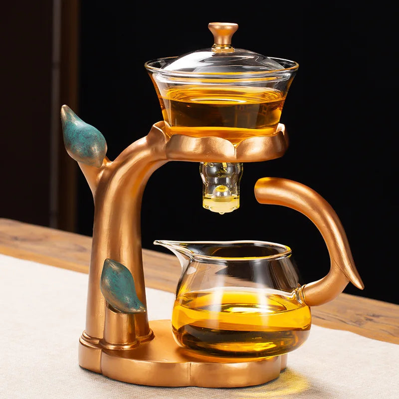 Maliben | Kung Fu Teapot Household Magnetic Extraction Semi-Automatic Lazy Tea Preparation Tool Glass Tea Set