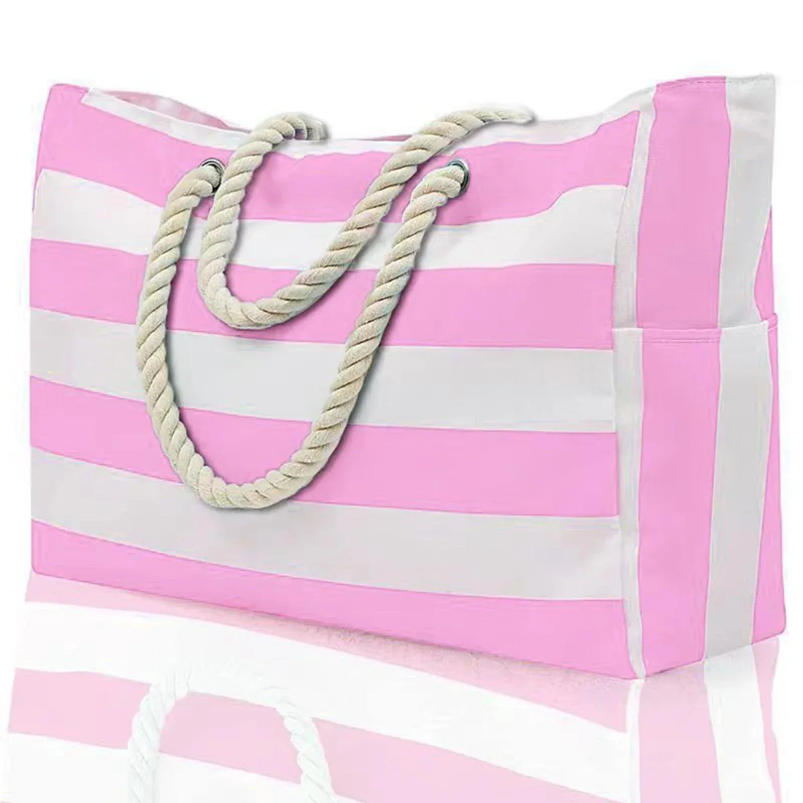 Maliben | Marivalis Striped Beach Bag With Zipper | Foldable & Waterproof | Sand Resistant Canvas | For Travel & Vacation
