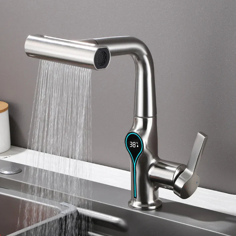 Maliben | Faucet With Waterfall Jet Temperature Display And Adjustable Sprayer