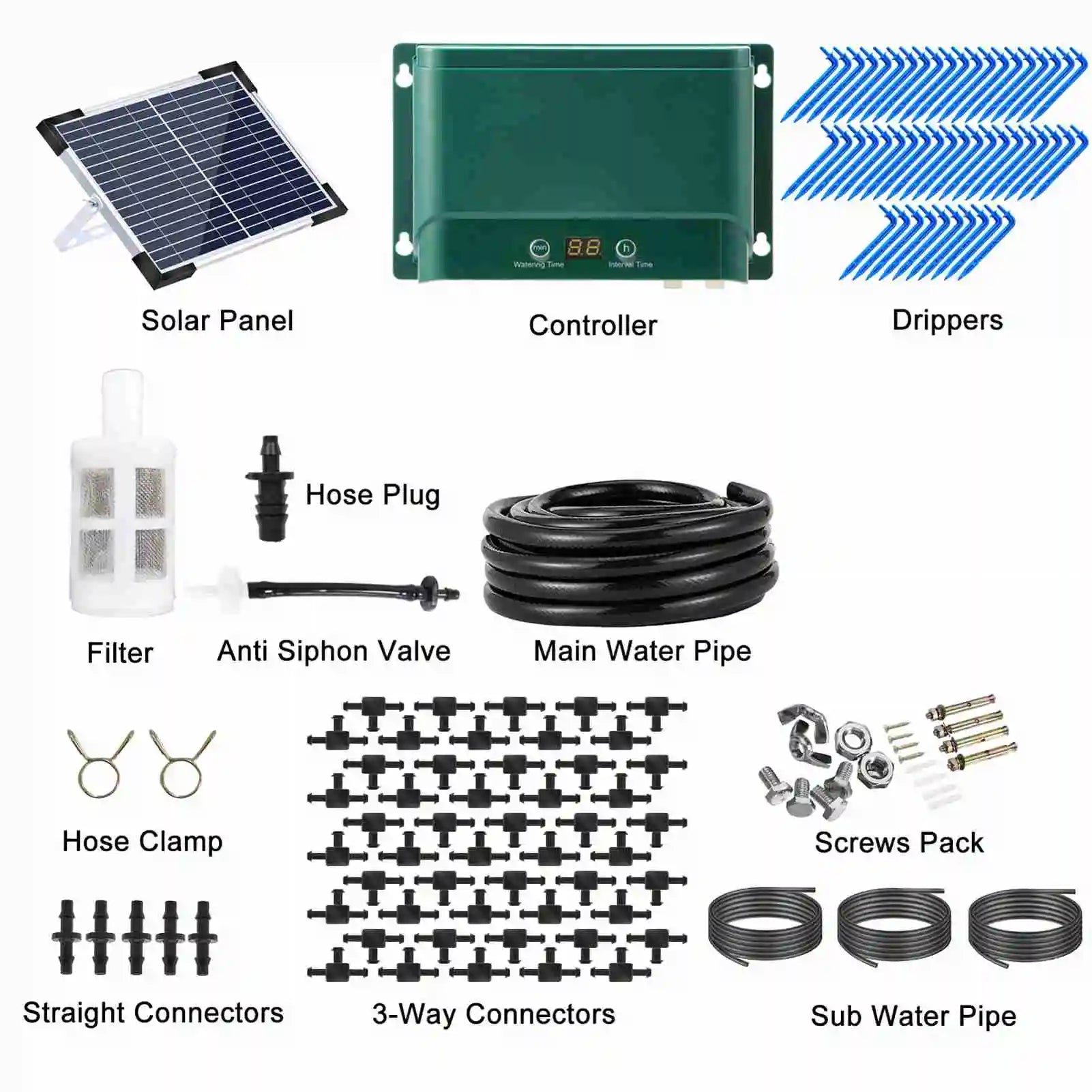 Maliben | Solar Drip Irrigation System Kit Automatic Watering With 30 Modes & 7 Timers – Aquaflow