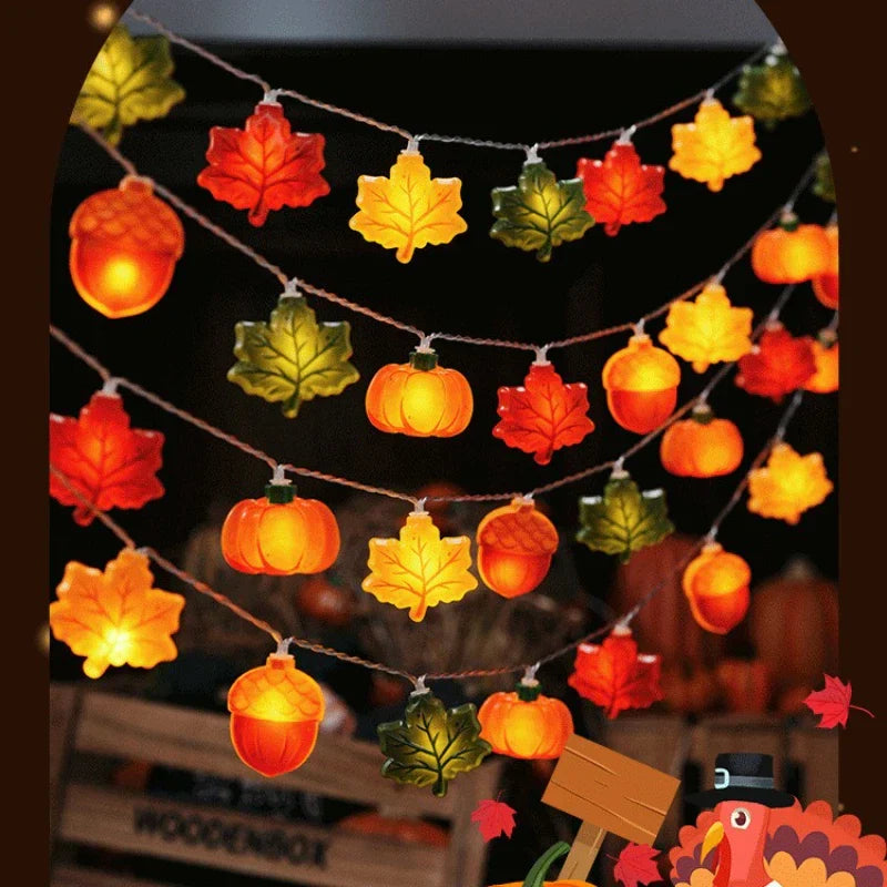 Maliben | Glowharvest Halloween String Lights | Led Pumpkin & Maple Leaves | 1.5m / 3m | Warm White