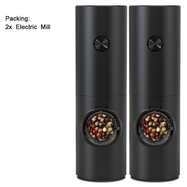 Maliben | Electric automatic pepper and salt mill with LED light and adjustable grind - Perfect for the kitchen or the restaurant