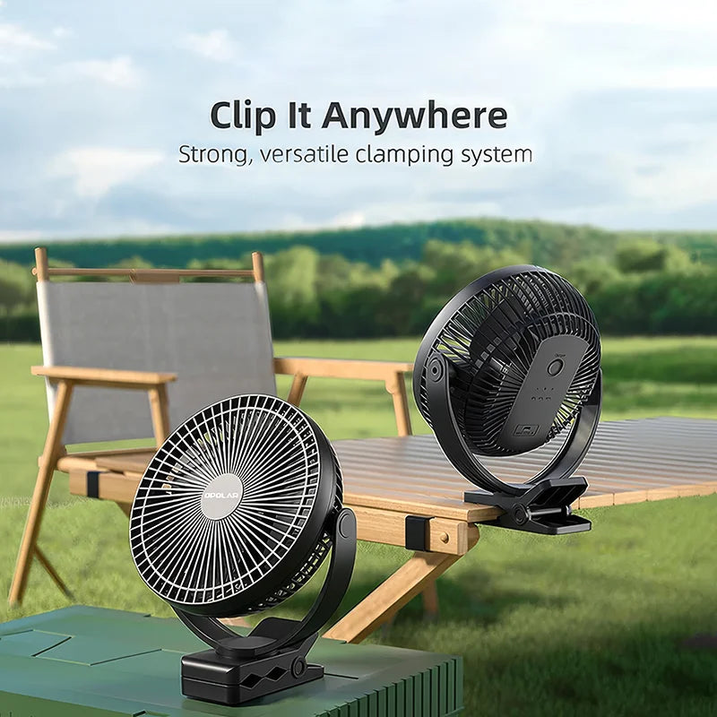 Maliben | Clip-Fan Breeziclip | 8-Inch | Quiet & Rechargeable | 10,000 Mah Battery | For Strollers, Camping & Home