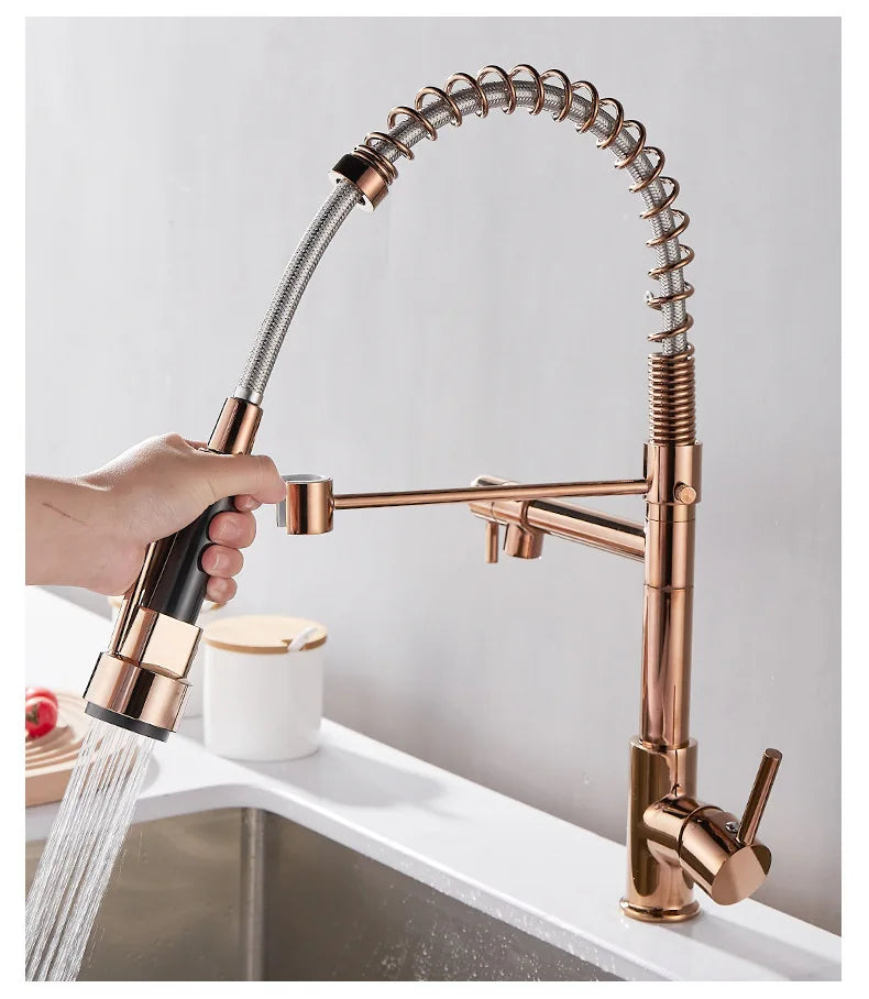Maliben | Dualflow Kitchen Faucet - Luxurious Double Bronze Kitchen Faucet
