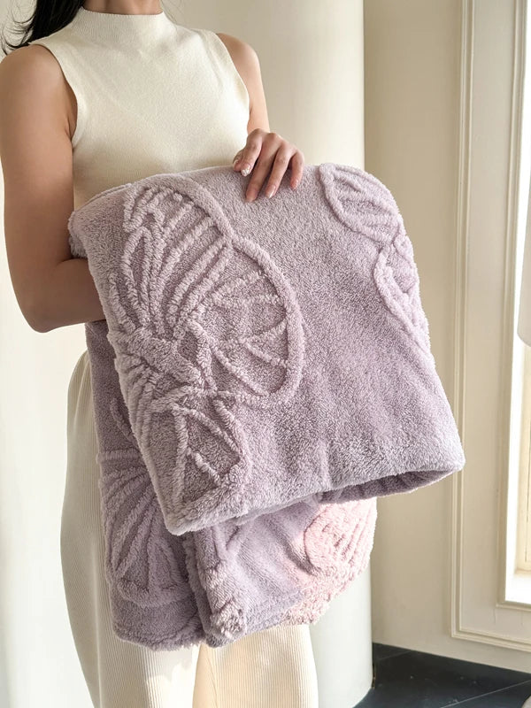 Maliben | Fleurière Flannel Blanket | 3d Butterfly Design | Soft & Warming | For Bed, Sofa & Camping