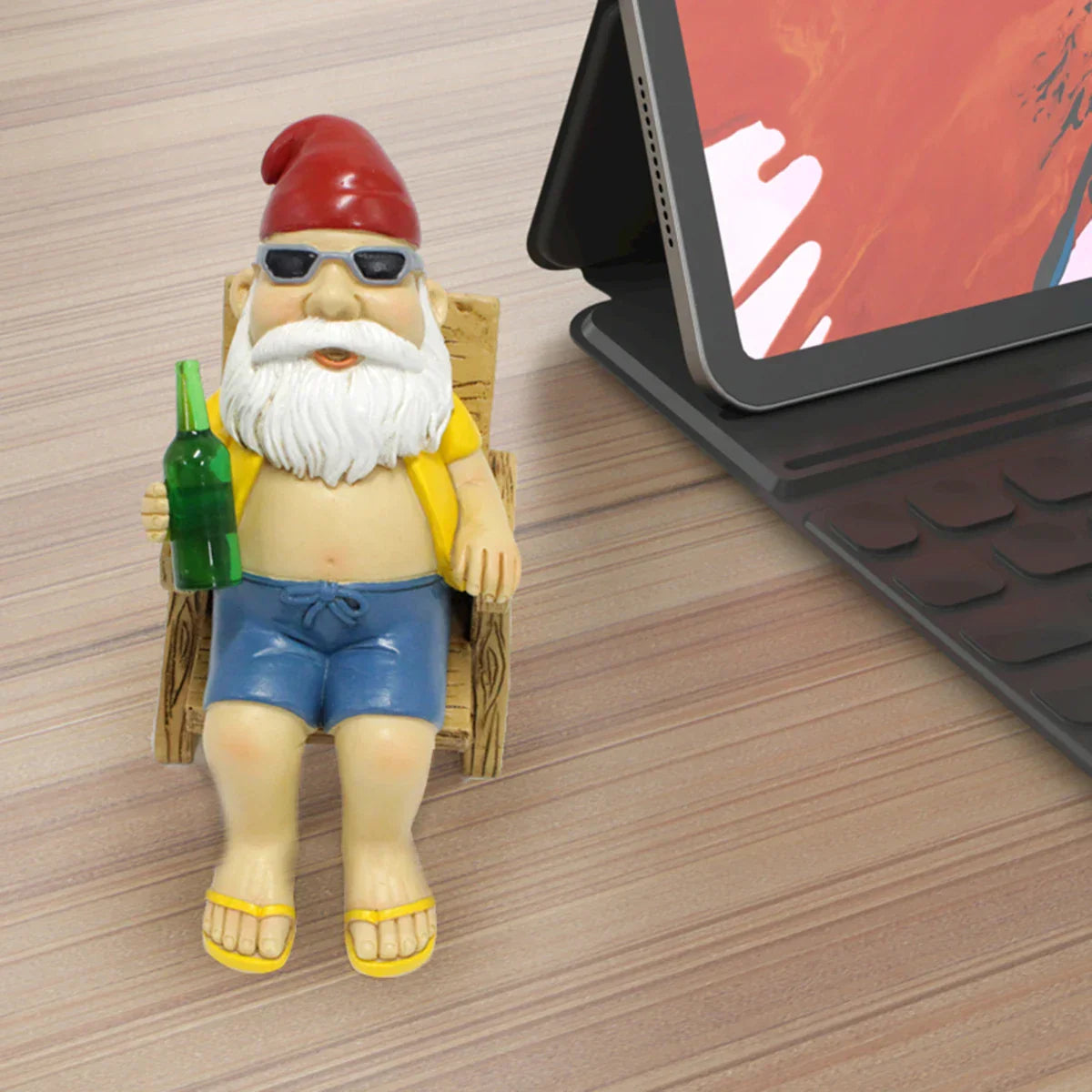 Maliben | Sunbathing Gnome Statue Made Of Resin With Lounger For Garden Decoration