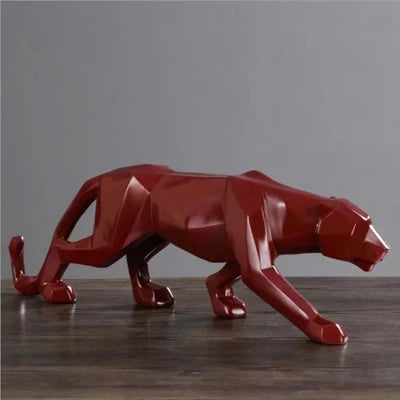 Maliben | Panther Statue, Animal Figure, Abstract Geometric Style, Resin, Leopard Sculpture, Home Office, Desktop Decoration, Crafts