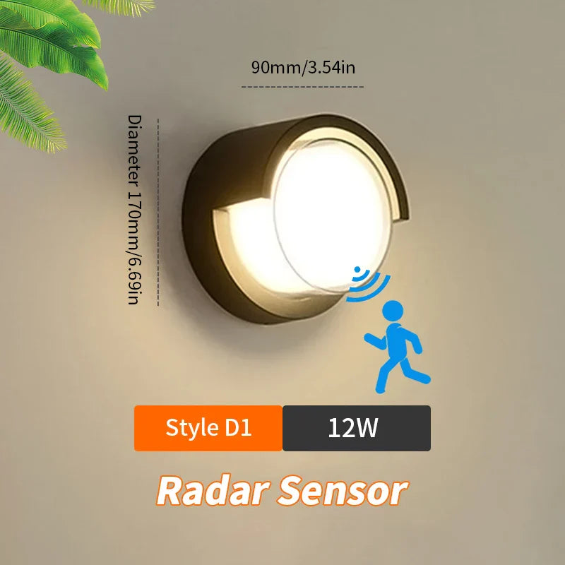 Maliben | Led Wall Light Lumoguard | With Radar Motion Sensor | 6w/12w | Warm & Cold White | Ip66 Waterproof