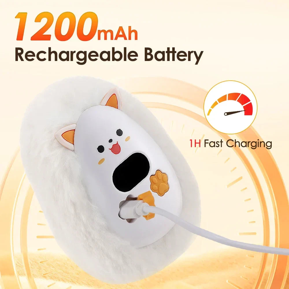Maliben | Furrio Electric Hand Warmer Fox | Rechargeable 1200 Mah | 3 Heat Levels & Digital Display | Plush Surface | Usb Type-C | Portable For Winter & Office