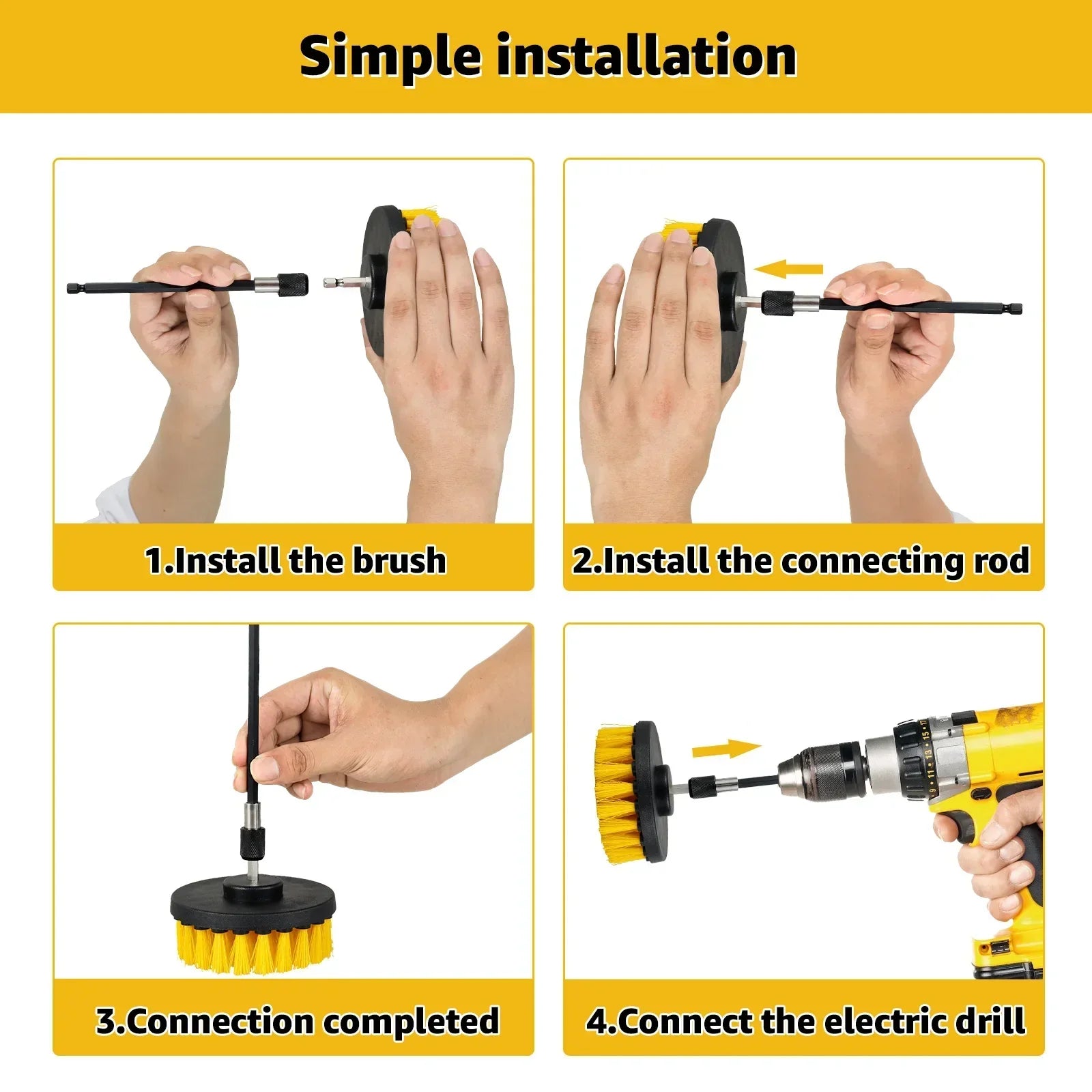 Maliben | 5pcs Electric Drill Attachment Ultimate Cleaning Brush Kit