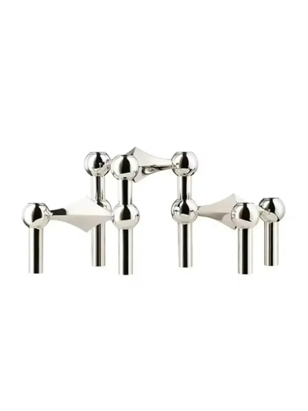 Maliben | Modern Molecular Metal Candle Holder – Nordic-Style Silver Candle Stand For Elegant Home Decor