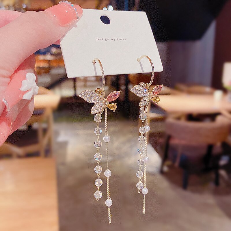 Maliben | Elegant Flower Long Chain Earrings