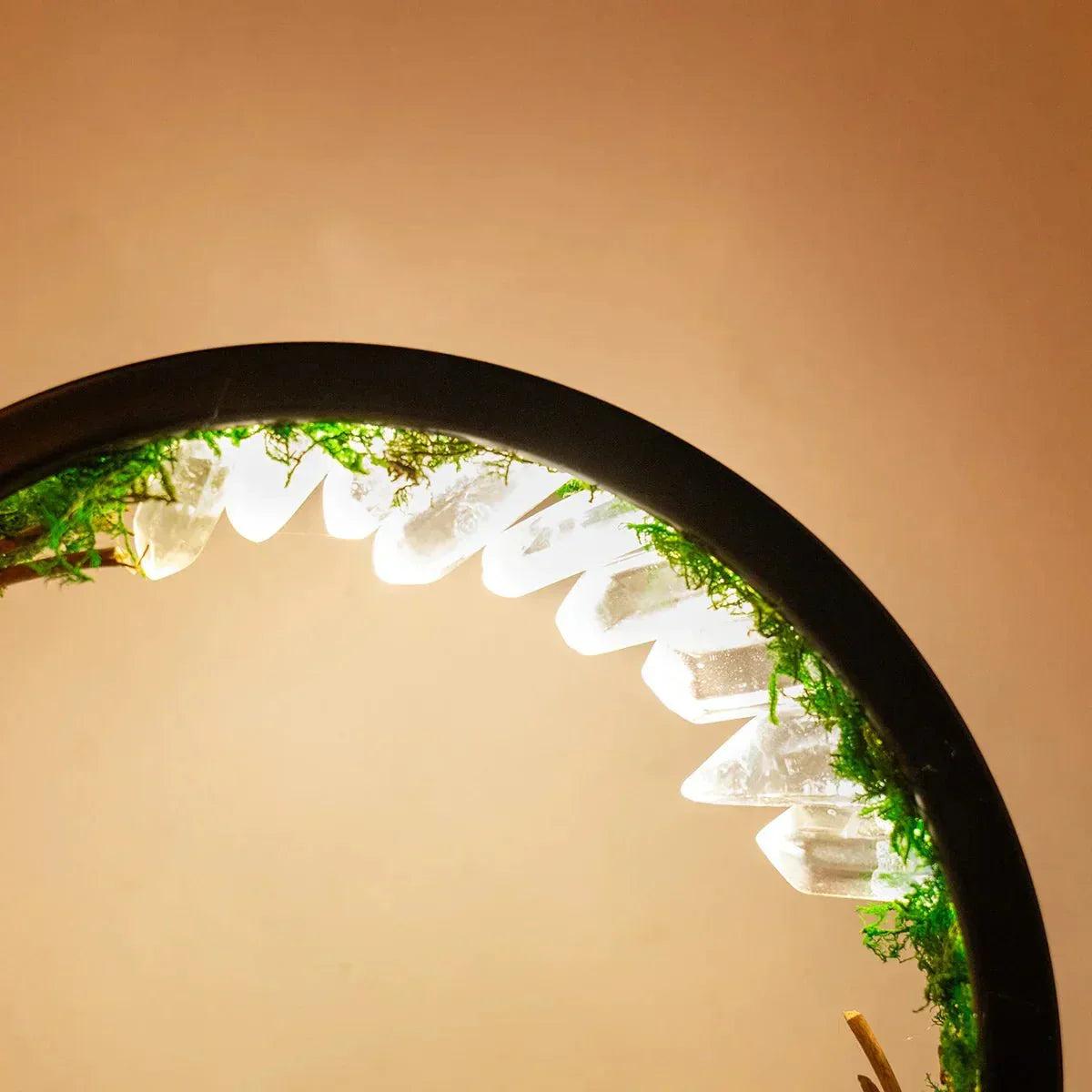 Maliben | Elegant Night Light - Round Frame - Green Crystals - Chic Decoration