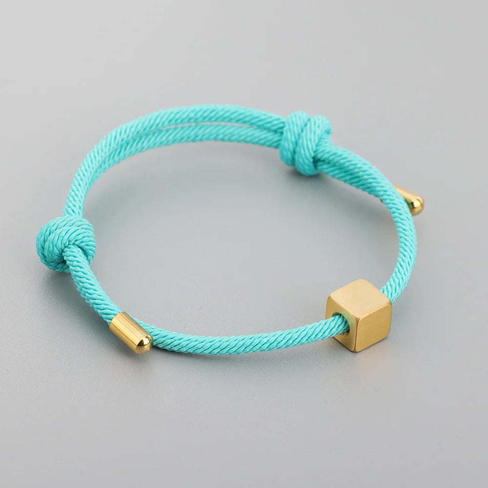 Maliben | Adjustable Couples Box Letter Initial Bracelets