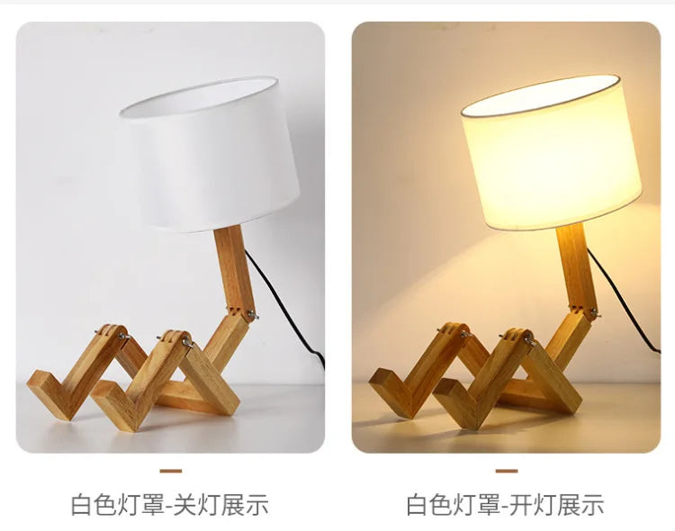 Maliben | Playful Robot Table Lamp - Made Of Sustainable Wood For Creative Spaces