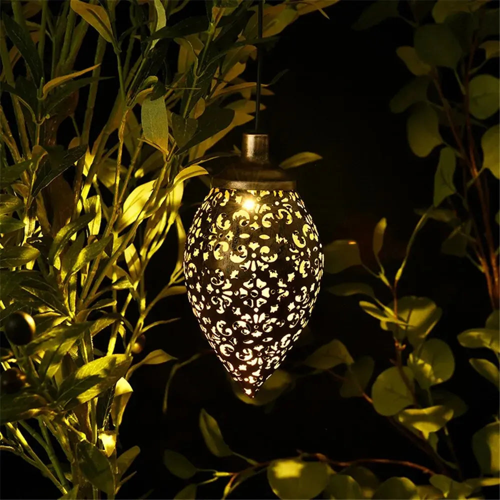 Maliben | Lumivis Solart Solar Garden Lantern Drop Shape | Waterproof & Projection Effect | Metal | For Balcony, Terrace & Outdoor Area