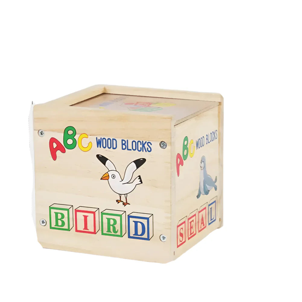 Maliben | Abcstack | Learning And Building - Wooden Alphabet Blocks With Storage Box