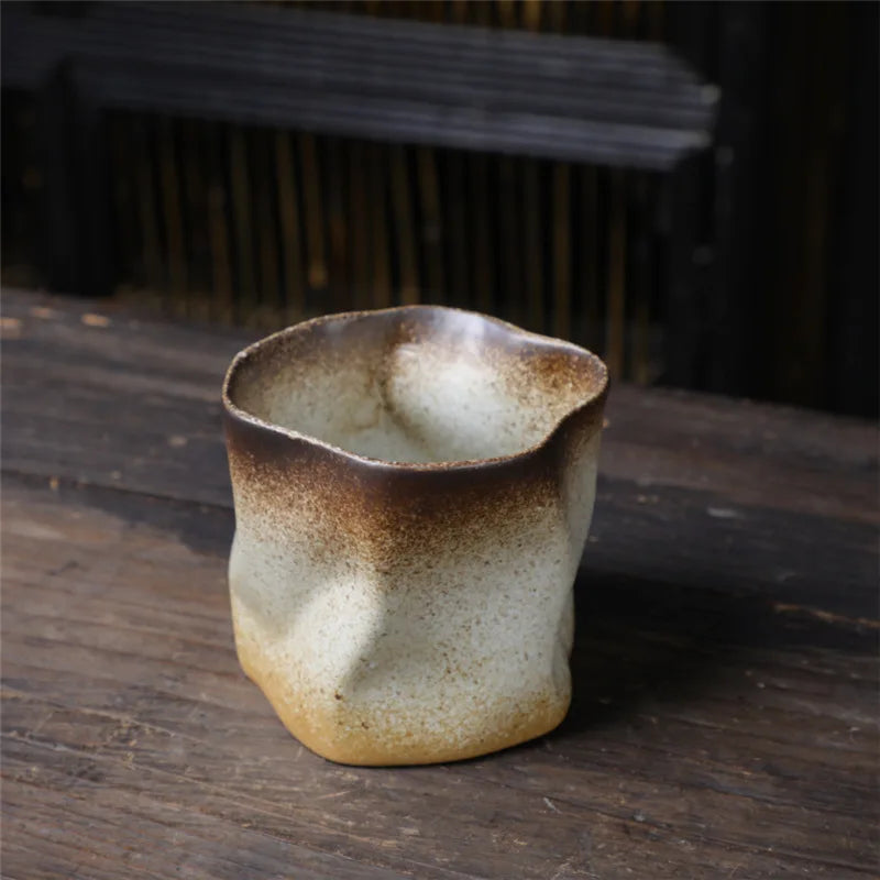 Maliben | Irregular twisted shape cup 9.47 ounces/280 ml ceramic coffee tea cup without handle polychromatic creative ceramic mugs coffee mugs retro