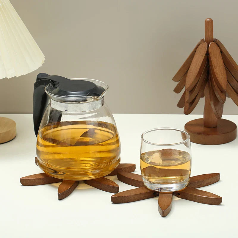 Maliben | Wooden Tree Heat Resistant Coaster Set