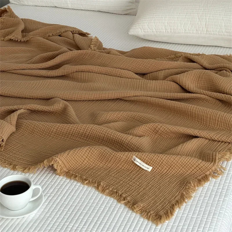 Maliben | Solid Color Cotton Sofa Blanket