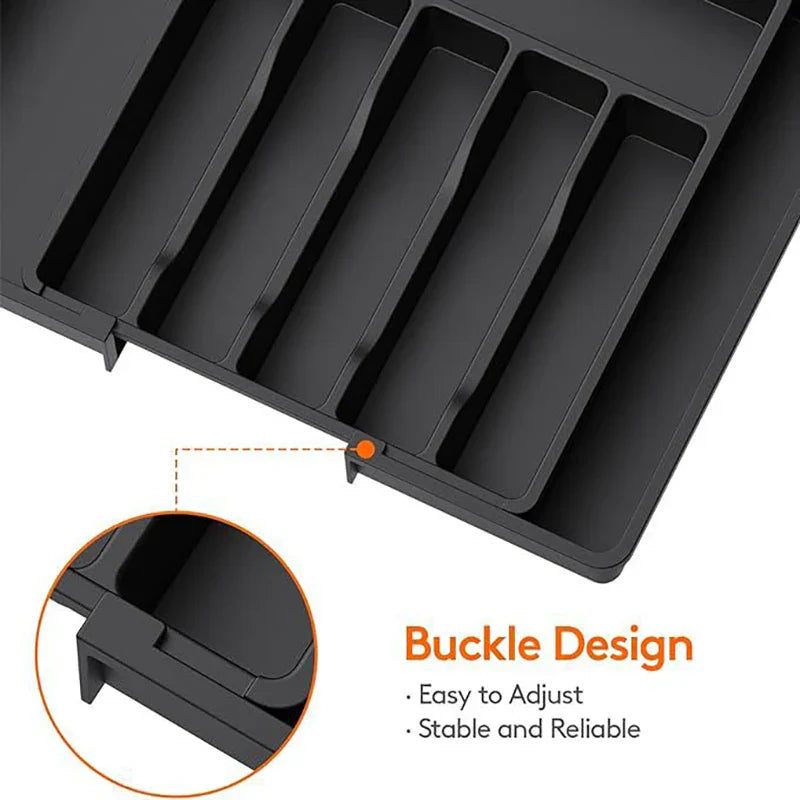 Maliben | Modulora Cutlery Drawer Insert | Expandable Cutlery Organizer | Adjustable Storage System Made Of Pp | 38×35 Cm