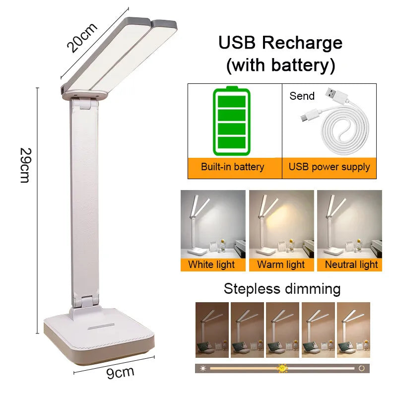 Maliben | Lumifold | Led Desk Lamp | 3 Brightness Levels & Touch Control | Usb Rechargeable & Foldable