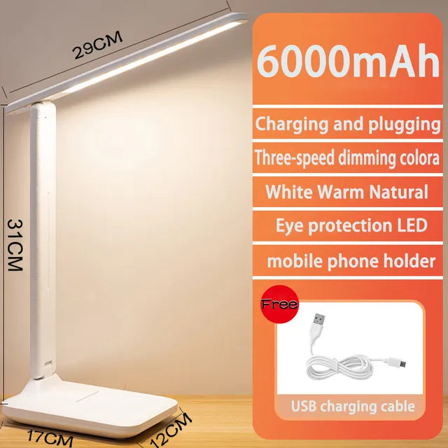 Maliben | 6000 Mah Rechargeable Led Desk Lamp Usb Touch Dimmable Foldable Eye-Friendly Reading Light