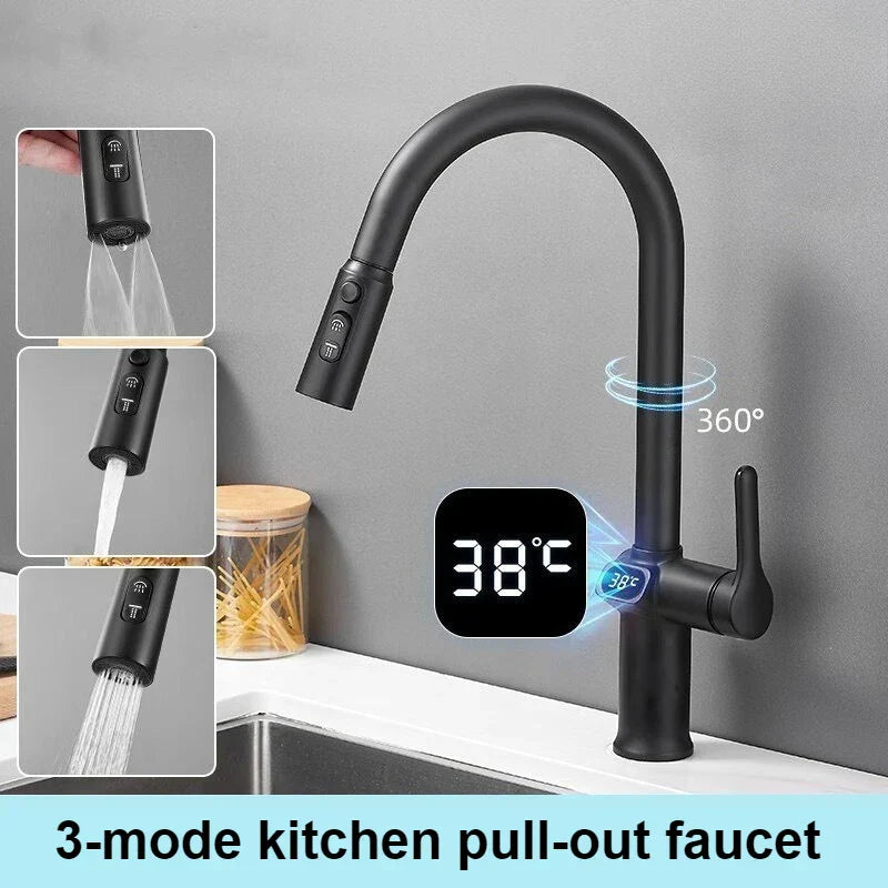 Maliben | Pull-Out Kitchen Faucet With Digital Display And Swivel Spout