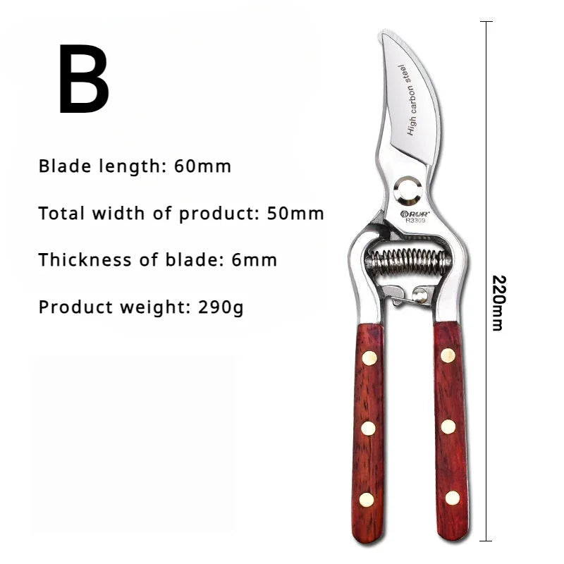 Maliben | Treegrip 20 | Garden Shears With Wooden Handle | 20 Cm | Forged Carbon Steel | For Branches & Fruit Trees