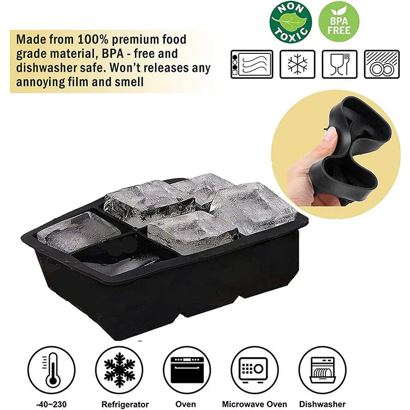Maliben | Frostform Large Ice Cube Mold Made Of Silicone | Bpa-Free & Flexible | For Xxl Ice Cubes, Cocktails & Kitchen | Easy To Clean