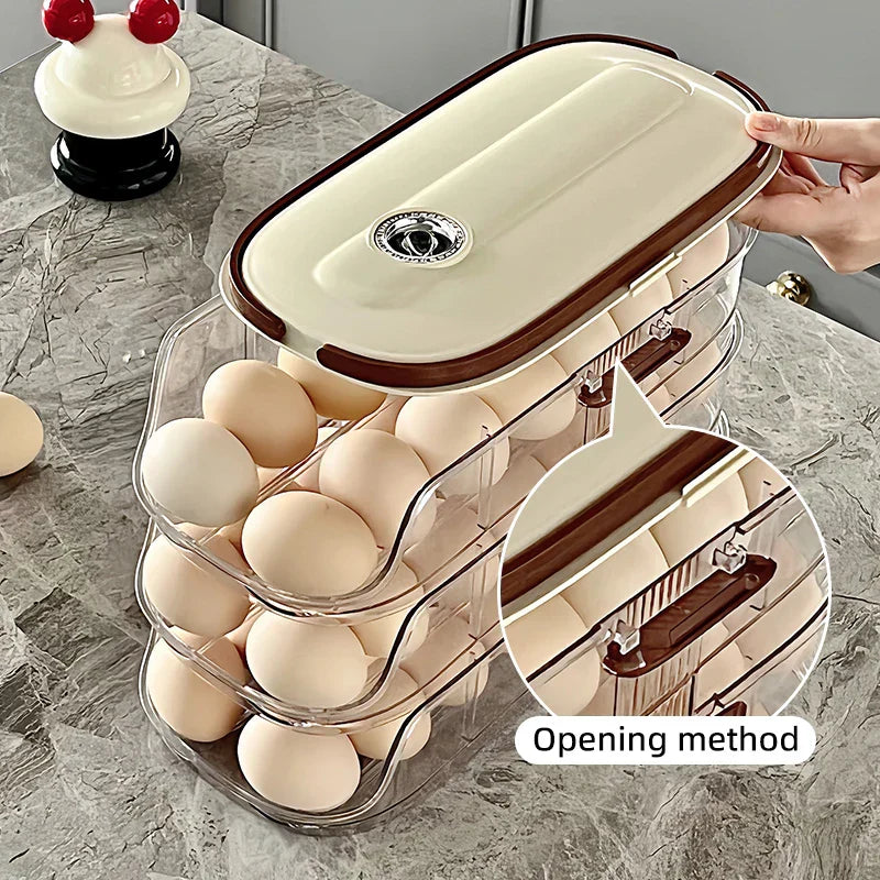 Maliben | Fridge Organizer Automatic Rolling Transparent Egg Storage Box