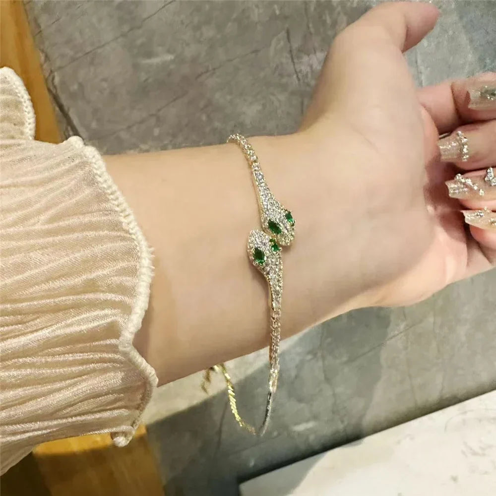Maliben | Zircon Stone Adjustable Snake Bracelet