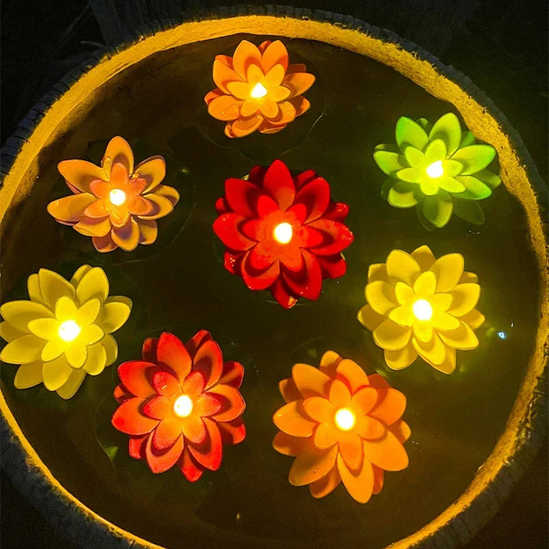 Maliben | Floating Lotus Lamp Lumilya | Led Water Sensor | Warm White Light | For Pond, Garden & Parties