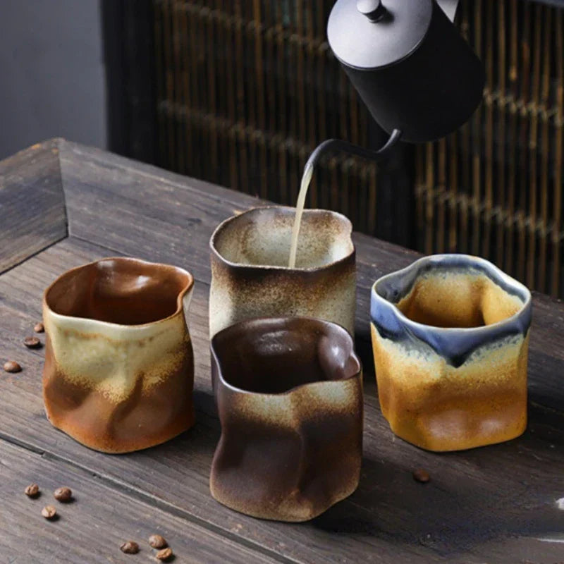 Maliben | Irregular twisted shape cup 9.47 ounces/280 ml ceramic coffee tea cup without handle polychromatic creative ceramic mugs coffee mugs retro