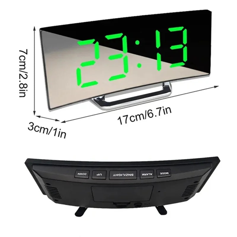 Maliben | LED curved screen digital alarm clock with USB charging