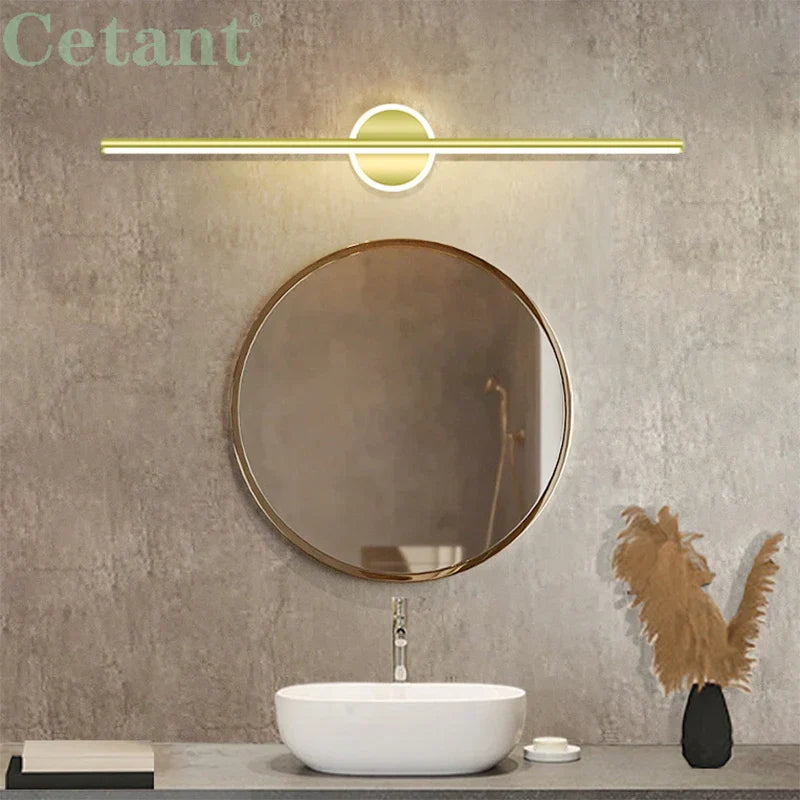 Maliben | Led Wall Light Linealux | Black & Gold | 40/60/80 Cm | Warm, Cold & Three-Color Light | Modern Mirror & Wall Lighting