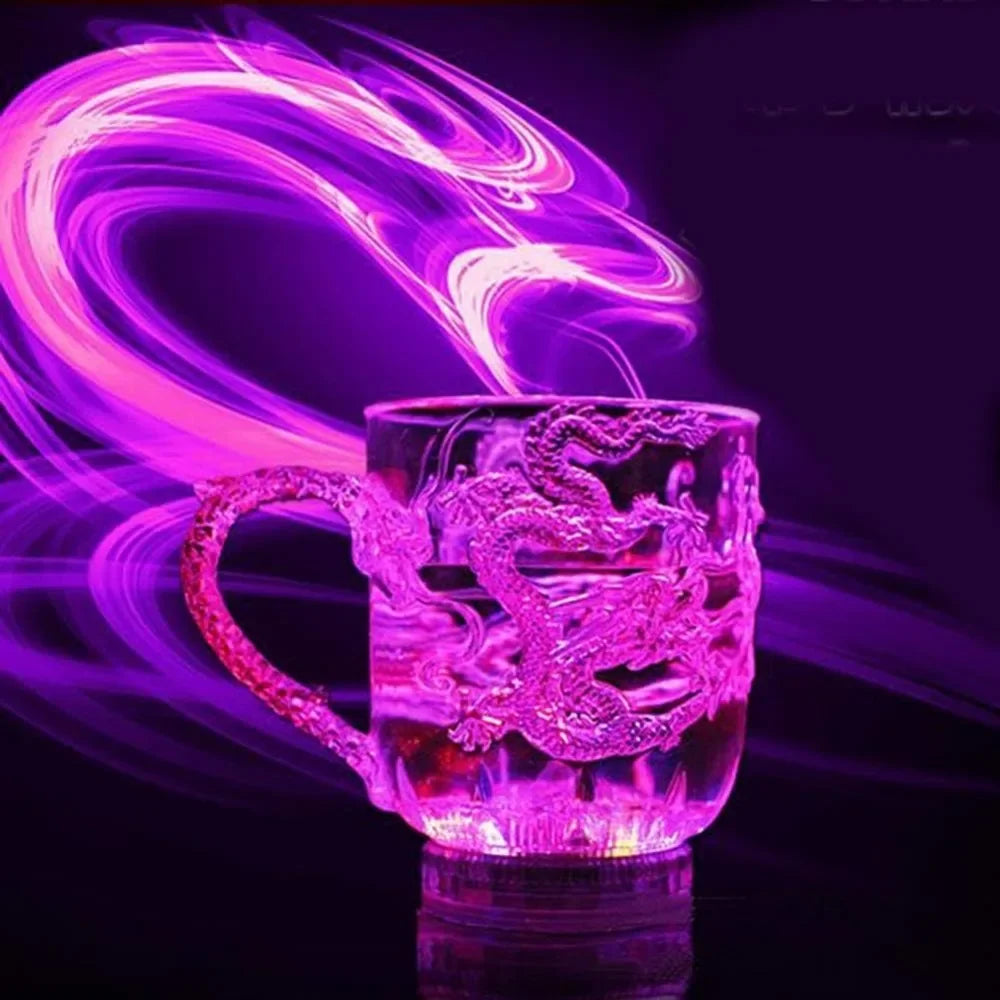 Maliben | 1 piece color changing luminous LED dragon mug water activated lights beer coffee milk tea wine whiskey bar cup travel creative gift