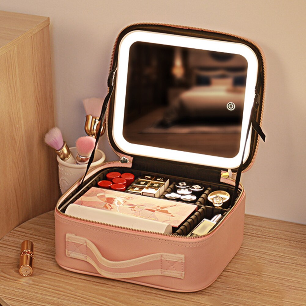 Maliben | Portable Travel Makeup Case With Led Mirror & Adjustable Light