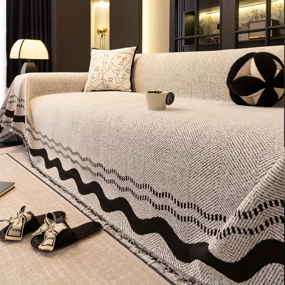Maliben | Sora Line Tasseled Sofa Cover