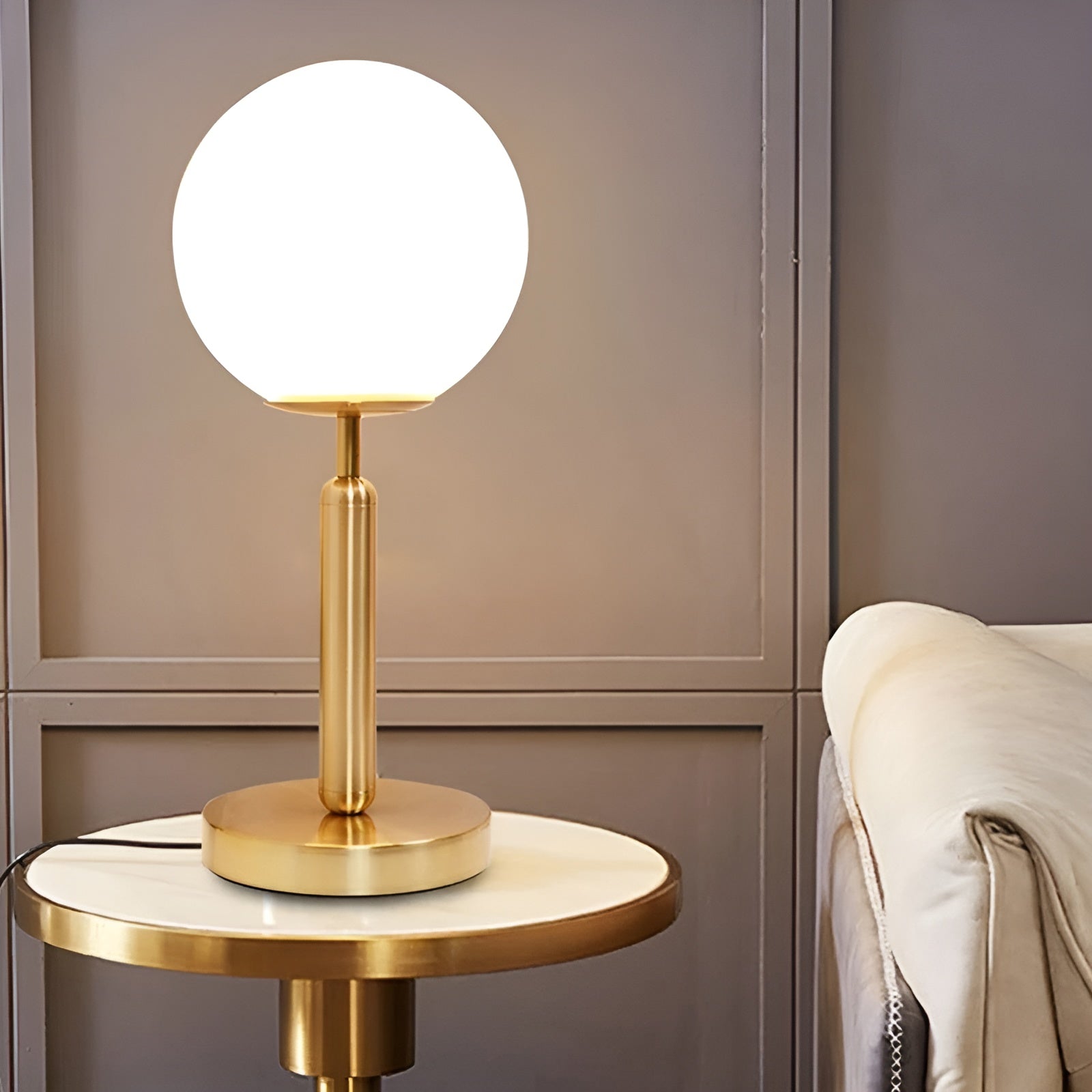 Maliben | Sphereshine Luxe Table Lamp Of Glass & Brass – Elegance And Led