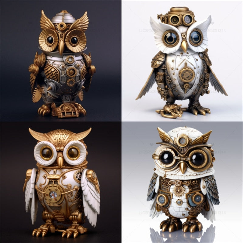 Maliben | Steampunk Owl Resin Artwork Decoration Home Indoor And Outdoor Garden Door Decoration Halloween Decoration Accessories