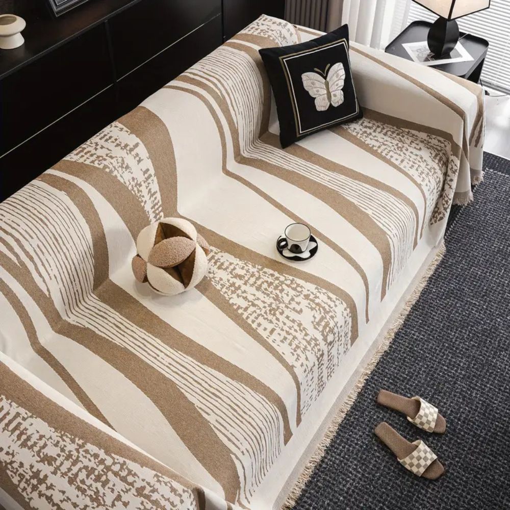 Maliben | Stone Bohemian Fringe Sofa Cover