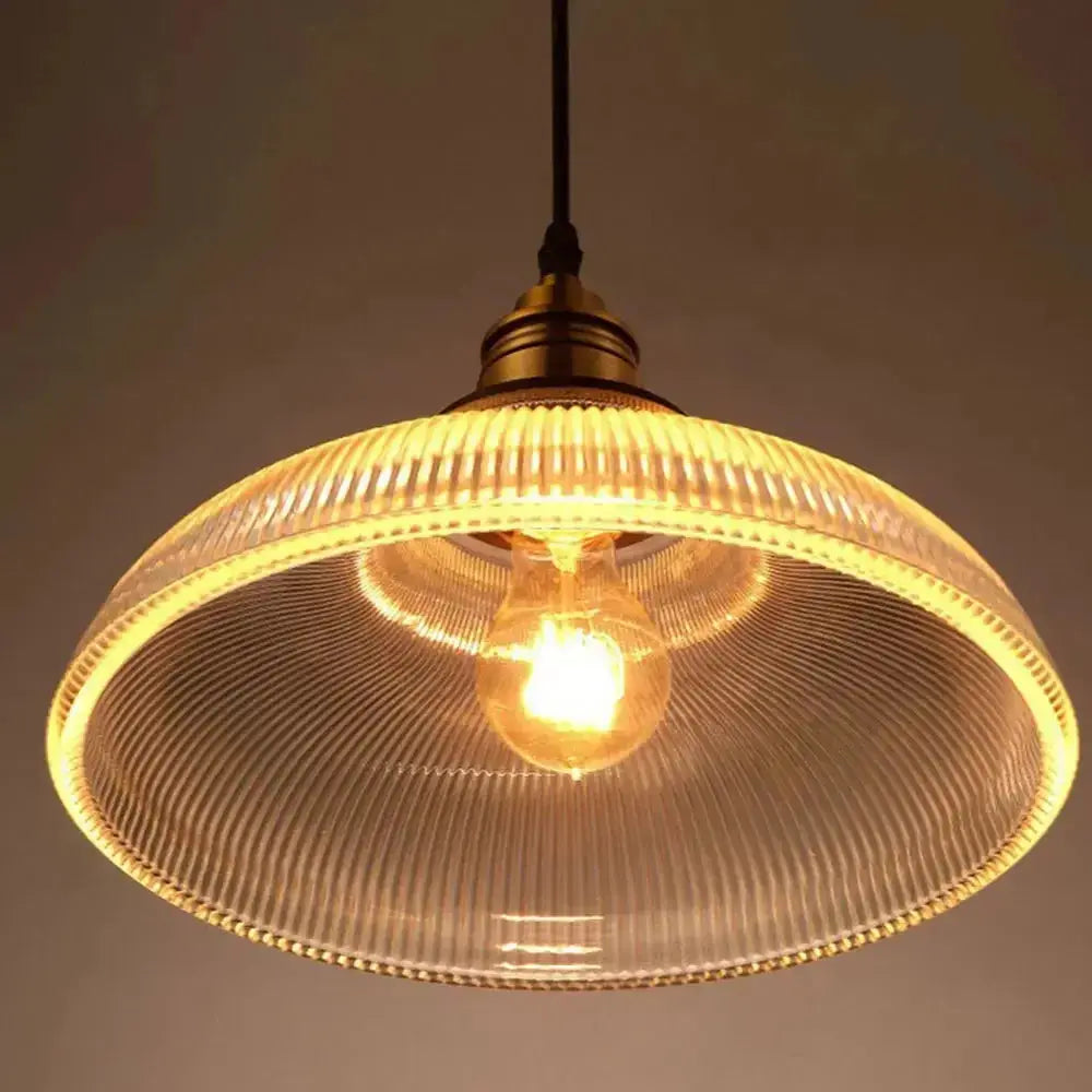 Maliben | Retro Luxe Glass Pendant Lamp - Vintage Stripe Design For Coziness And Atmosphere
